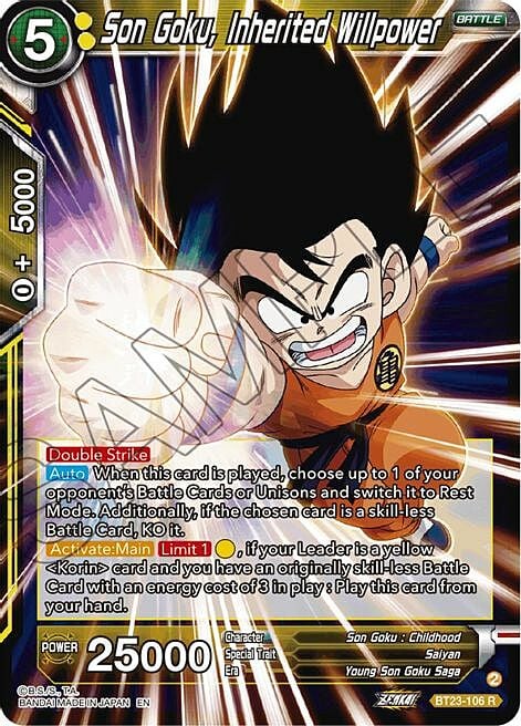 Son Goku, Inherited Willpower Card Front