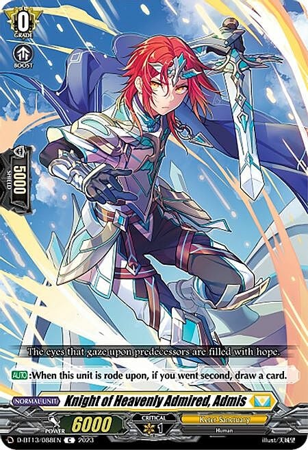 Knight of Heavenly Admired, Admis Card Front