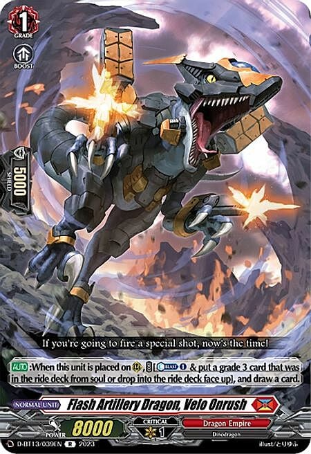 Flash Artillery Dragon, Velo Onrush Card Front