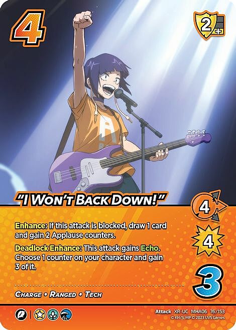 "I Won't Back Down!" Card Front