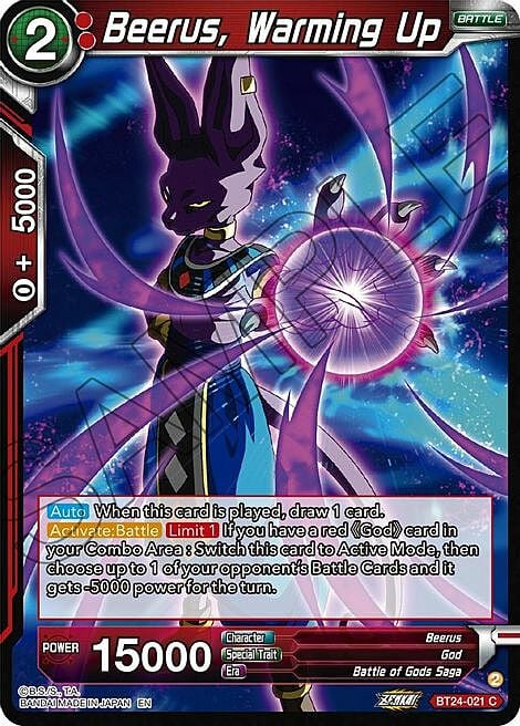 Beerus, Warming Up Card Front