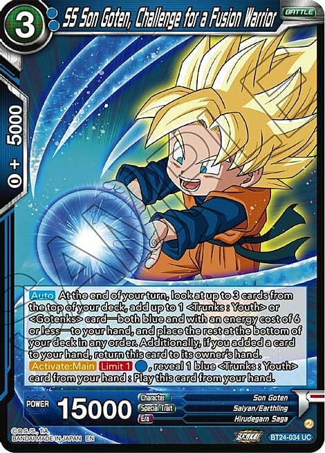 SS Son Goten, Challenge for a Fusion Warrior Frente