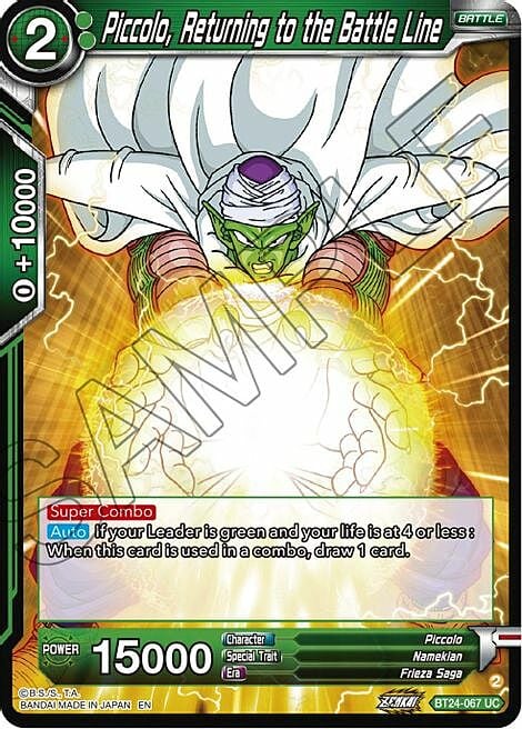 Piccolo, Returning to the Battle Line Card Front