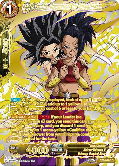 Kale & Caulifla, Preparations for Potara-Fusion Frente