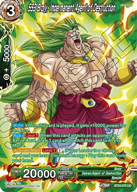 SS3 Broly, Impermanent Agent of Destruction Card Front
