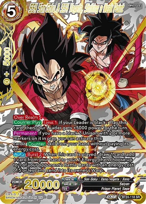 SS4 Son Goku & SS4 Vegeta, Striking a Weak Point Card Front