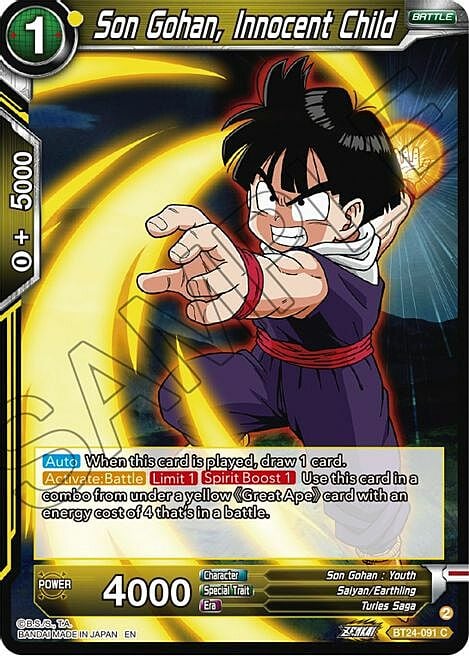 Son Gohan, Innocent Child Card Front