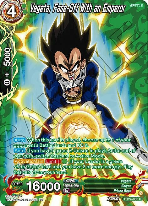 Vegeta, Face-Off With an Emperor Card Front