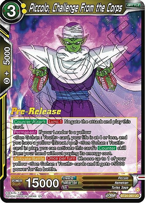 Piccolo, Challenge From the Corps Card Front