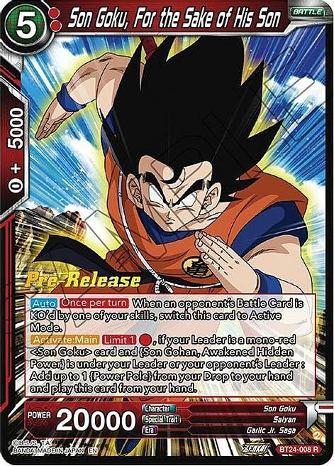 Son Goku, For the Sake of His Son Card Front