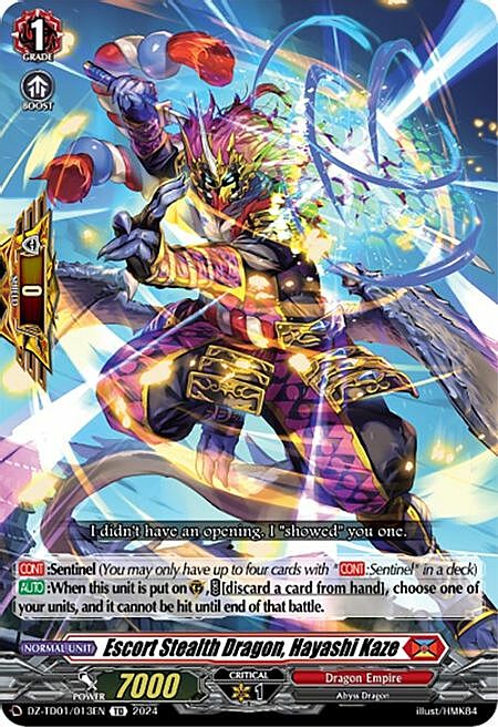 Escort Stealth Dragon, Hayashi Kaze [D Format] Card Front