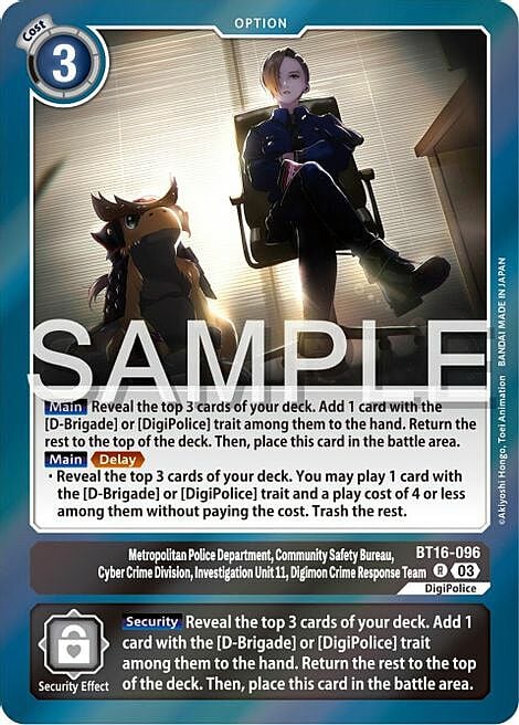 Metropolitan Police Department, Community Safety Bureau, Cyber Crime Division, Investigation Unit 11, Digimon Crime Response Team Card Front