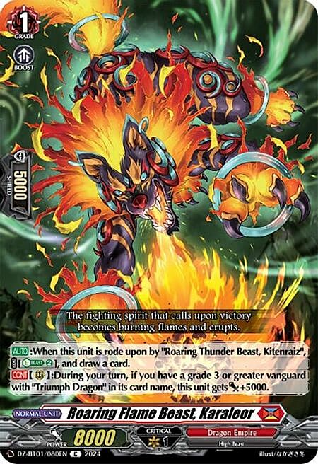 Roaring Flame Beast, Karaleor Frente