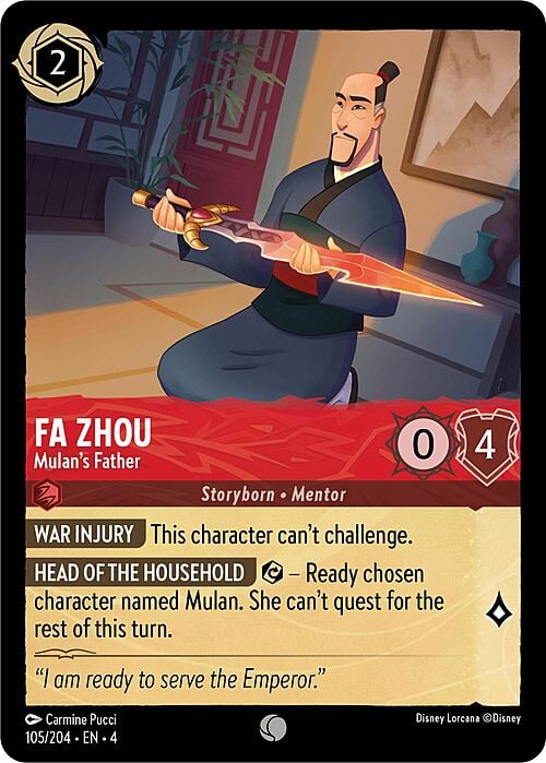 Fa Zhou - Padre di Mulan Card Front