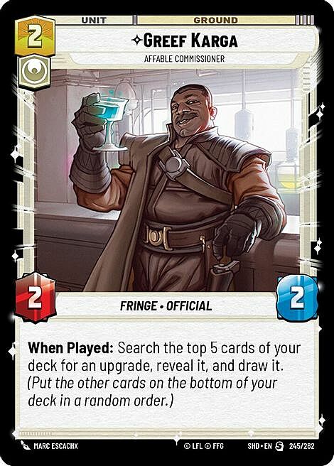 Greef Karga - Affable Commissioner Card Front