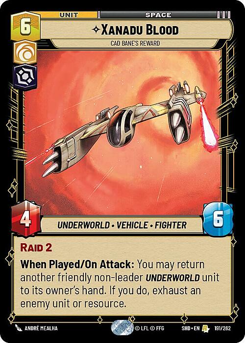 Xanadu Blood, Cad Bane's Reward Card Front