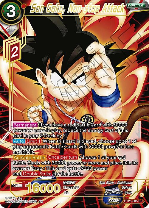 Son Goku, Non-stop Attack Card Front