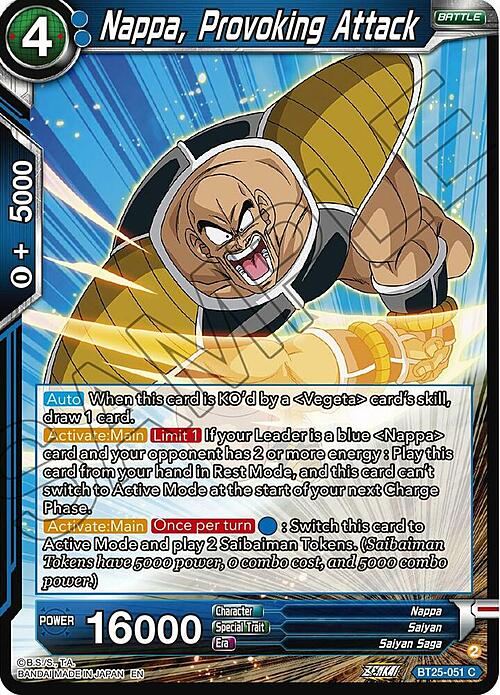 Nappa, Provoking Attack Card Front