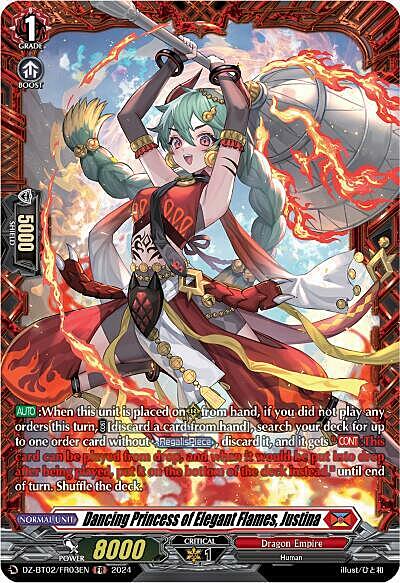 Dancing Princess of Elegant Flames, Justina Card Front