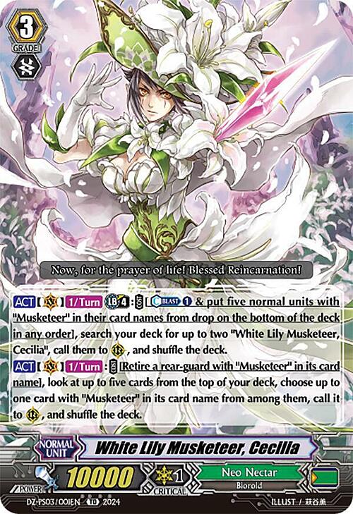 White Lily Musketeer, Cecilia Card Front