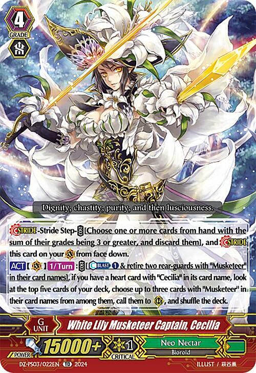 White Lily Musketeer Captain, Cecilia Card Front