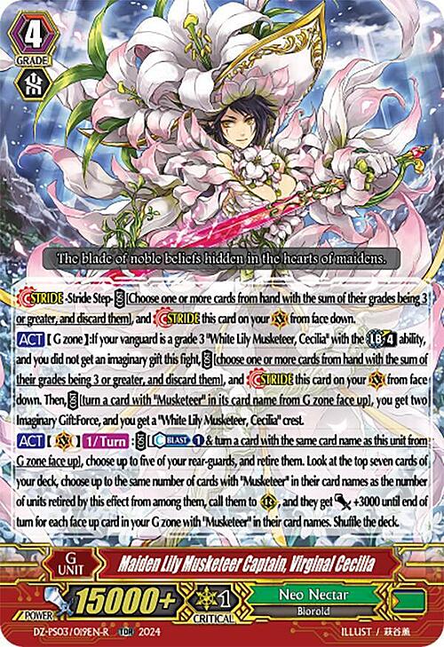 Maiden Lily Musketeer Captain, Virginal Cecilia Card Front