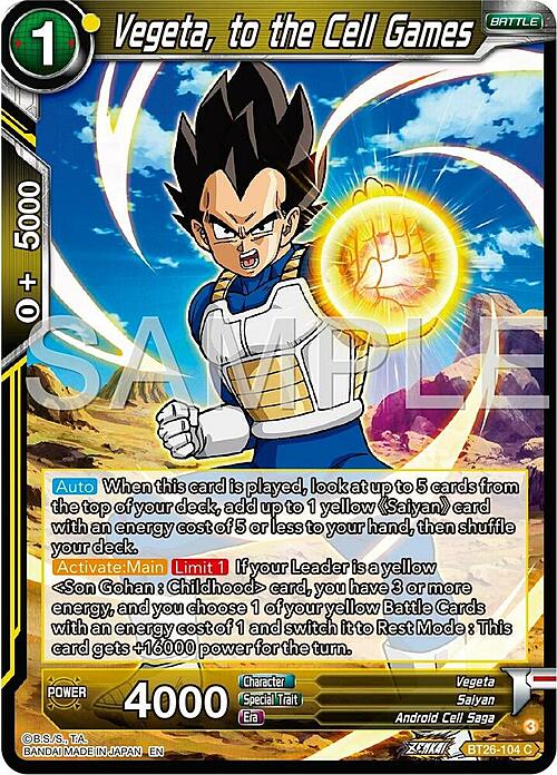 Vegeta, to the Cell Games Card Front