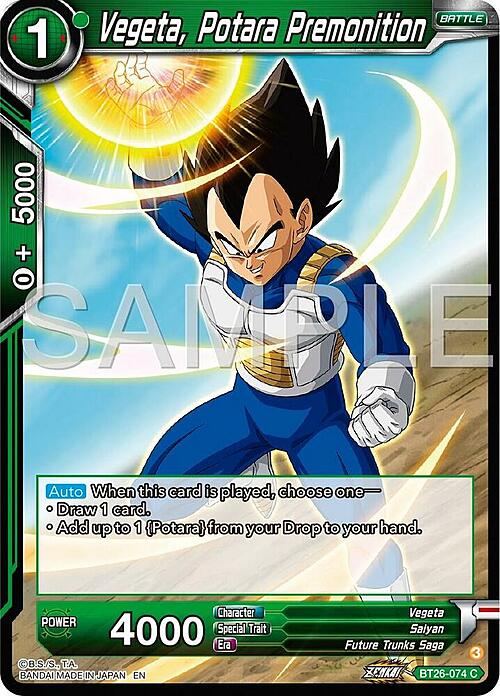 Vegeta, Potara Premonition Card Front