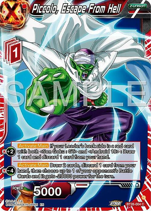 Piccolo, Escape From Hell Card Front