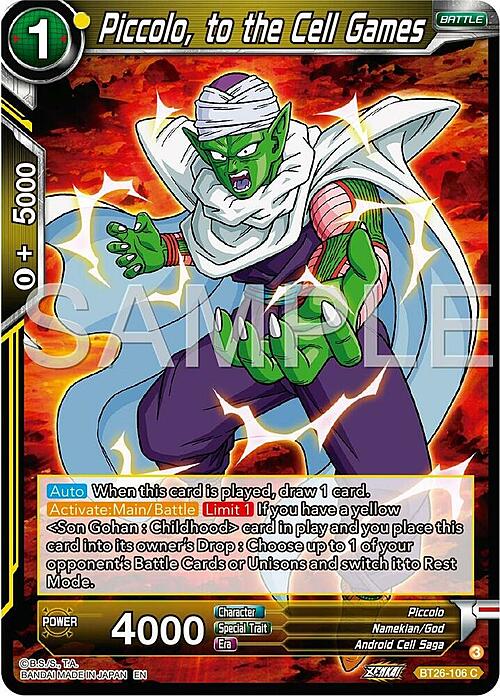 Piccolo, to the Cell Games Card Front