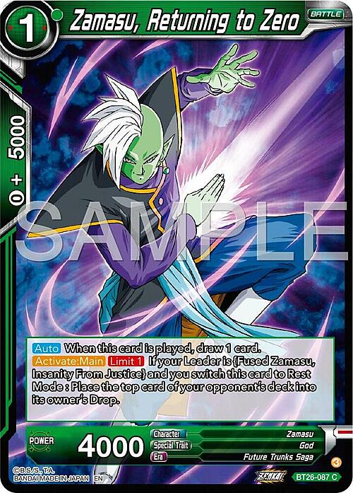 Zamasu, Returning to Zero Card Front