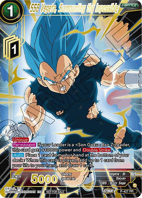 SSB Vegeta, Surmounting the Impossible Card Front