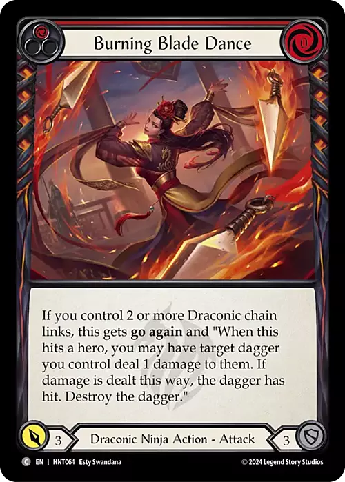 Burning Blade Dance Card Front