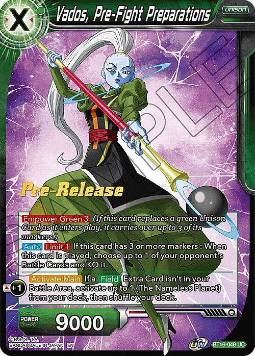Vados, Pre-Fight Preparations Card Front