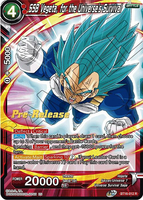 SSB Vegeta, for the Universe's Survival Card Front