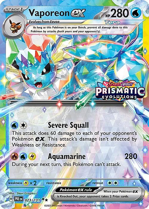 Vaporeon ex Card Front