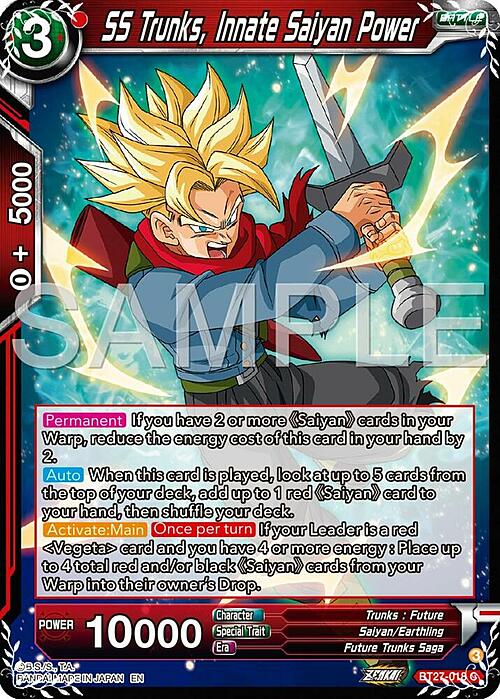 SS Trunks, Innate Saiyan Power Card Front