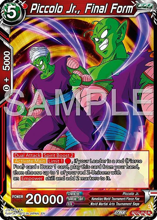 Piccolo Jr., Final Form Card Front