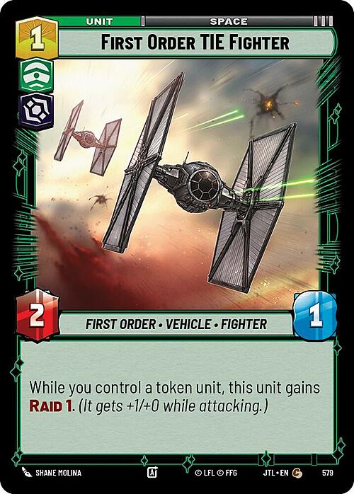 First Order TIE Fighter Card Front