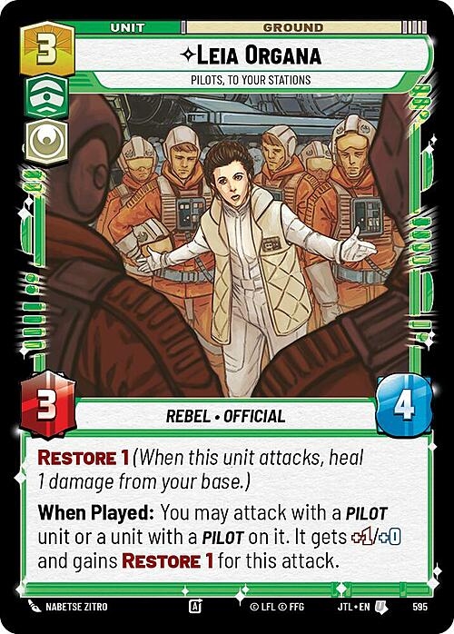 Leia Organa - Pilots, To Your Stations Card Front