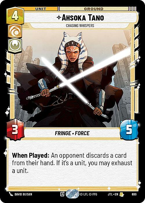 Ahsoka Tano, Insegue I Sussurri Card Front