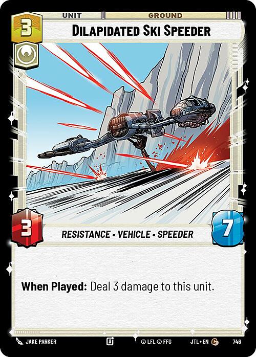 Dilapidated Ski Speeder Card Front