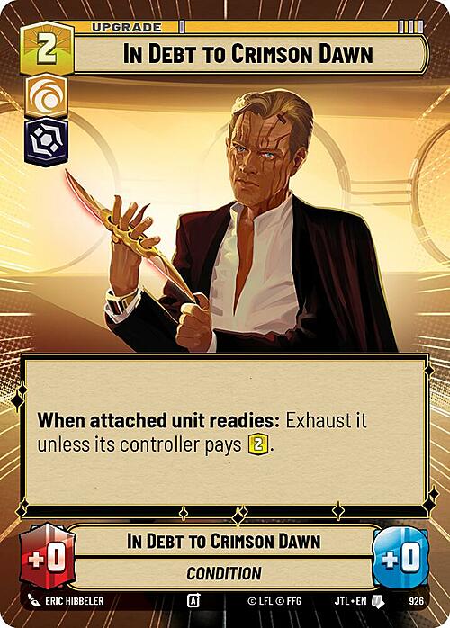 In Debt to Crimson Dawn Card Front