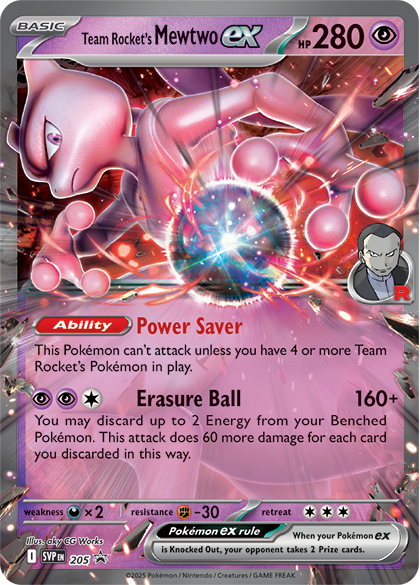 Team Rocket's Mewtwo ex Card Front