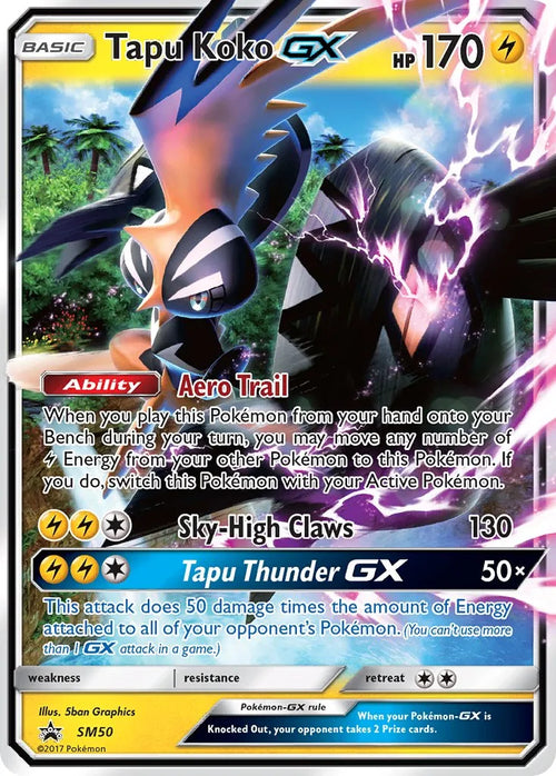 Carte Pokémon Tapu Koko GX n°050 — extension SM-P: Sun & Moon Promos