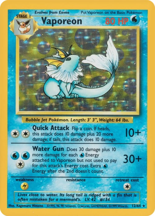 Vaporeon Card Front
